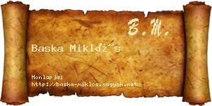 Baska Miklós névjegykártya