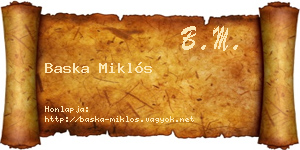 Baska Miklós névjegykártya
